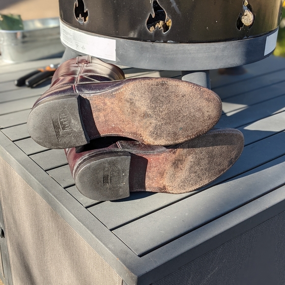 Worn in Boots Justin Style Auburn Brown Leather - Picture 3 of 9